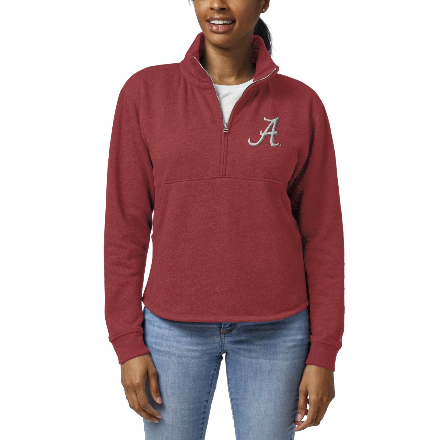 Women's League Collegiate Wear Crimson Alabama Crimson Tide Victory Springs Tri-Blend Quarter-Zip Pullover Sweatshirt