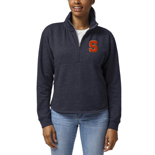 Women's League Collegiate Wear Heather Navy Syracuse Orange Victory Springs Tri-Blend Quarter-Zip Pullover Sweatshirt