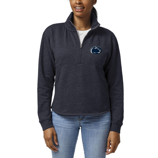 Women's League Collegiate Wear Heather Navy Penn State Nittany Lions Victory Springs Tri-Blend Quarter-Zip Pullover Sweatshirt