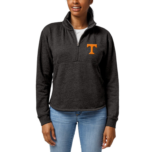 Women's League Collegiate Wear Charcoal Tennessee Volunteers Victory Springs Tri-Blend Quarter-Zip Pullover Sweatshirt