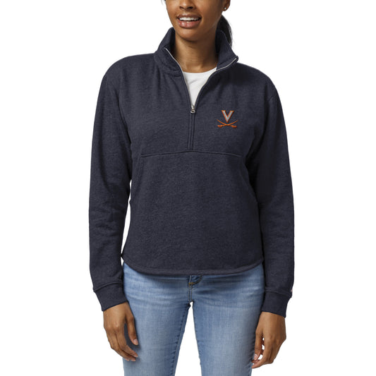 Women's League Collegiate Wear Heather Navy Virginia Cavaliers Victory Springs Tri-Blend Quarter-Zip Pullover Sweatshirt