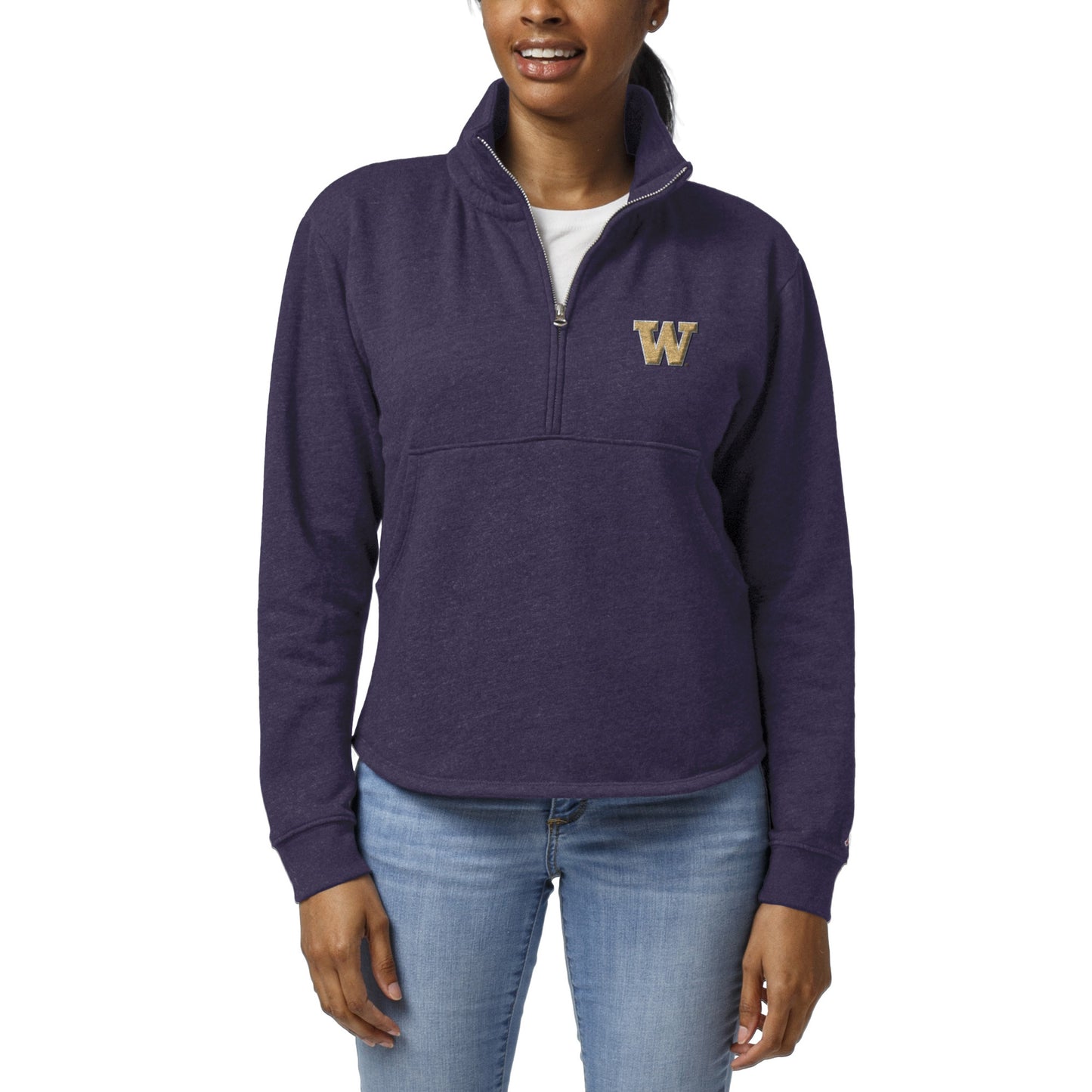 Women's League Collegiate Wear Heather Purple Washington Huskies Victory Springs Tri-Blend Quarter-Zip Pullover Sweatshirt