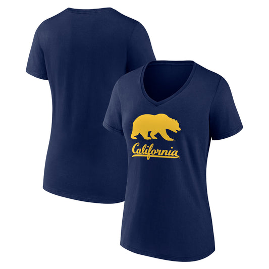 Women's Navy Cal Bears Lockup Team V-Neck T-Shirt