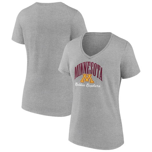 Women's Gray Minnesota Golden Gophers Victory Script Team V-Neck T-Shirt