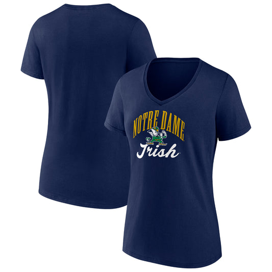 Women's Navy Notre Dame Fighting Irish Victory Script Team V-Neck T-Shirt