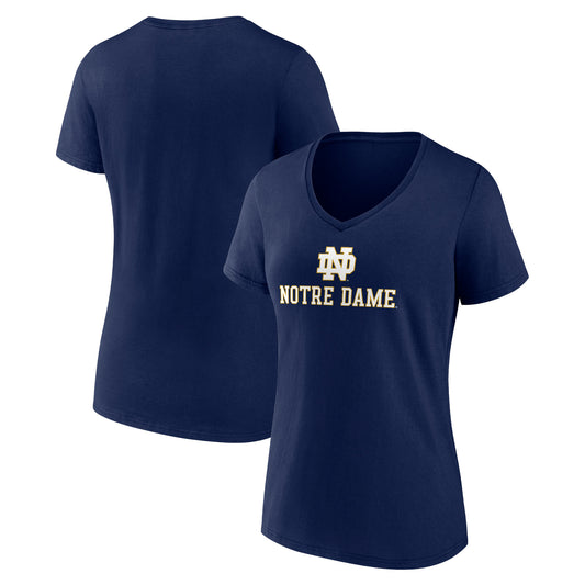 Women's Navy Notre Dame Fighting Irish Lockup Team V-Neck T-Shirt