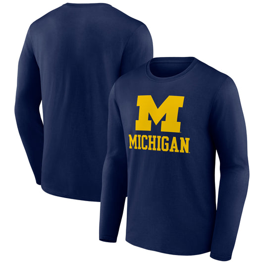 Men's Navy Michigan Wolverines Lockup Team Long Sleeve T-Shirt