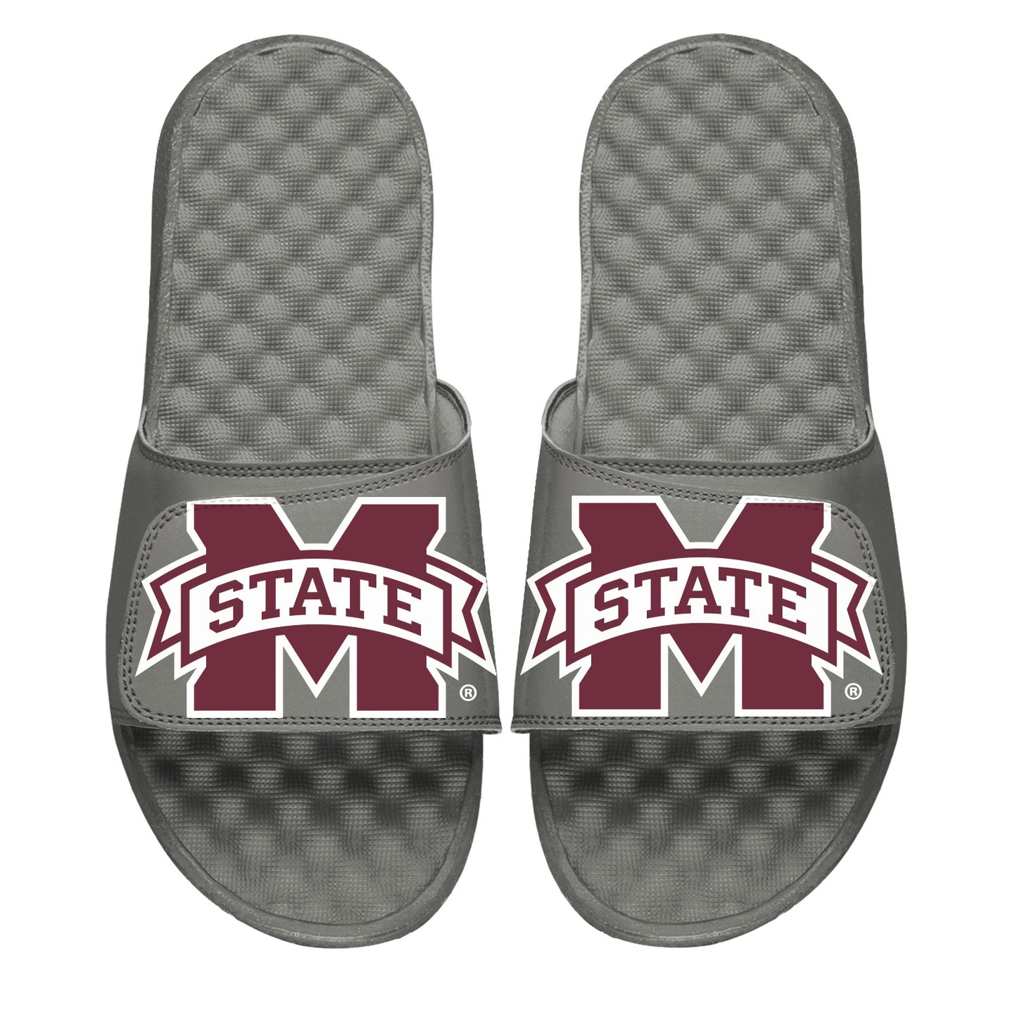 Unisex ISlide Gray Mississippi State Bulldogs Blown Up Primary Logo Slide Sandals