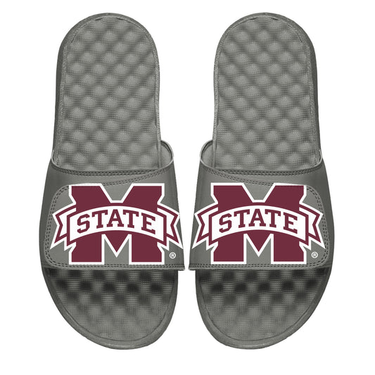 Unisex ISlide Gray Mississippi State Bulldogs Blown Up Primary Logo Slide Sandals