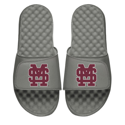 Unisex ISlide Gray Mississippi State Bulldogs Interlocked Logo Slide Sandals