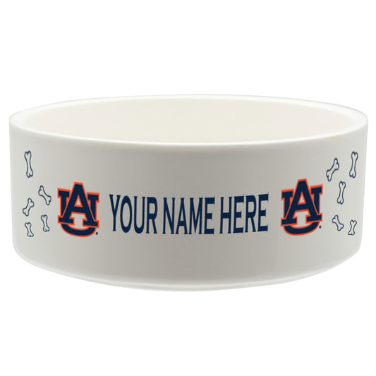 White Auburn Tigers 20oz. Personalized Pet Bowl