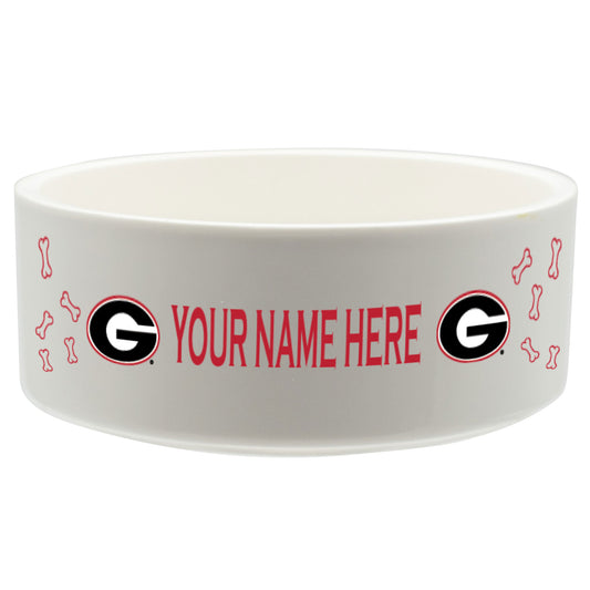 White Georgia Bulldogs 20oz. Personalized Pet Bowl
