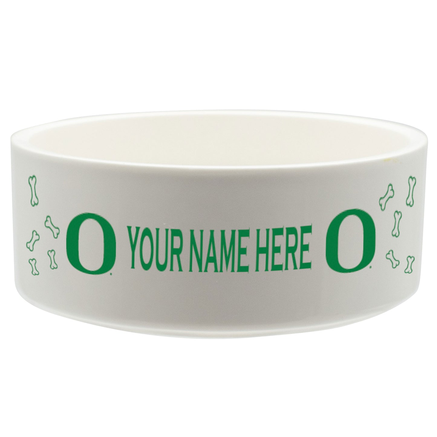White Oregon Ducks 20oz. Personalized Pet Bowl