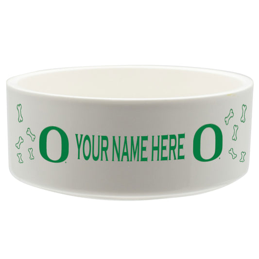 White Oregon Ducks 20oz. Personalized Pet Bowl