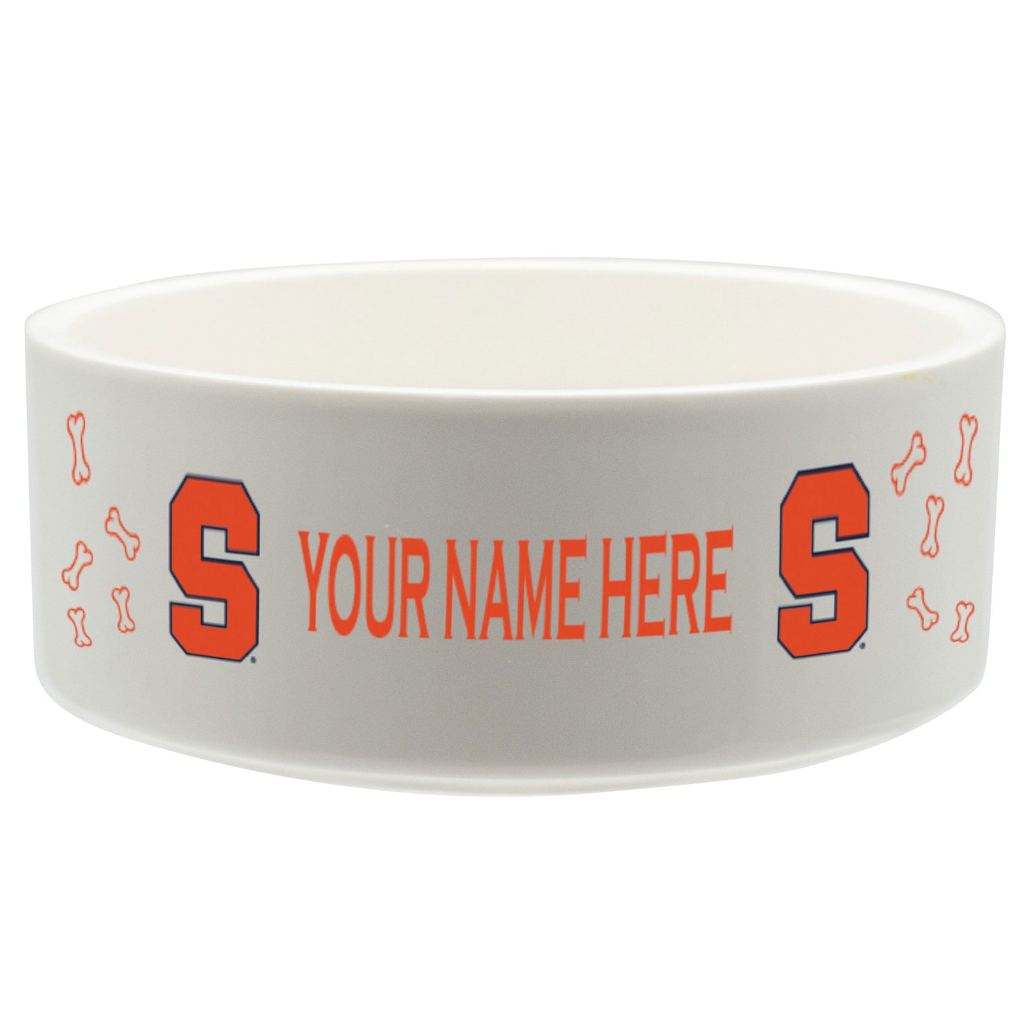 White Syracuse Orange 20oz. Personalized Pet Bowl