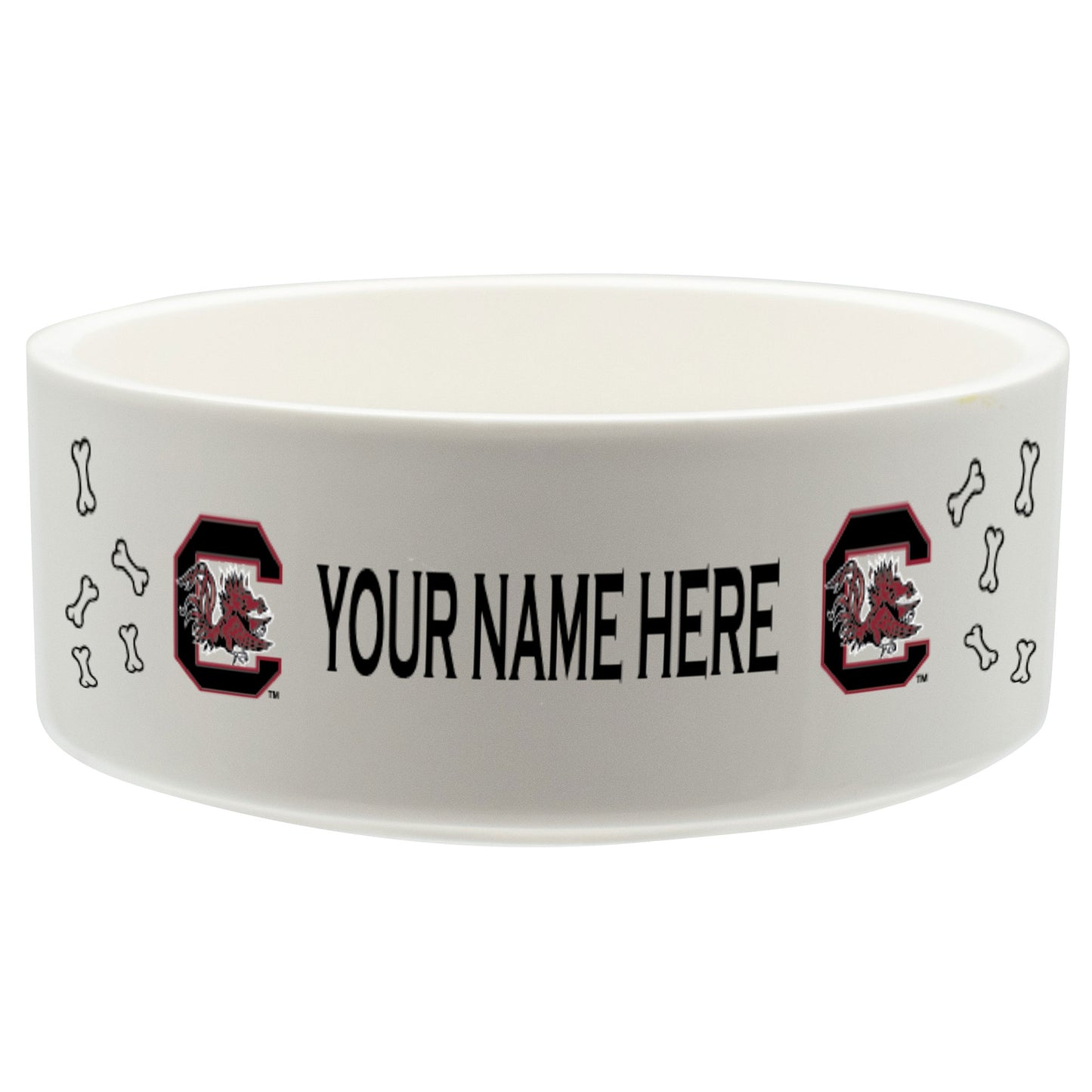 White South Carolina Gamecocks 20oz. Personalized Pet Bowl