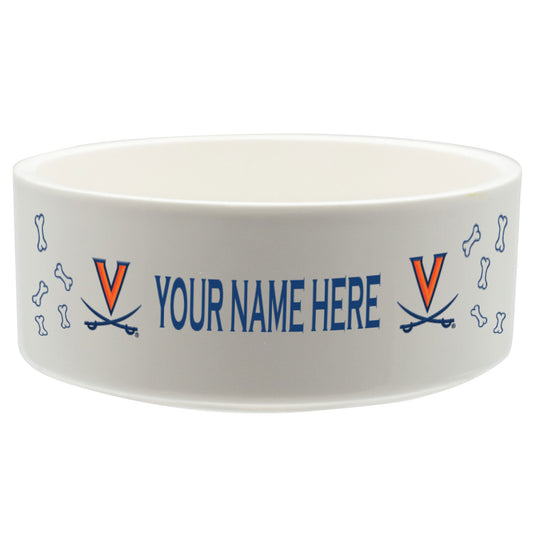 White Virginia Cavaliers 20oz. Personalized Pet Bowl