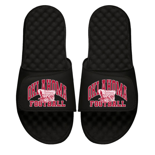 Unisex ISlide Black Oklahoma Sooners Football Varsity Slide Sandals
