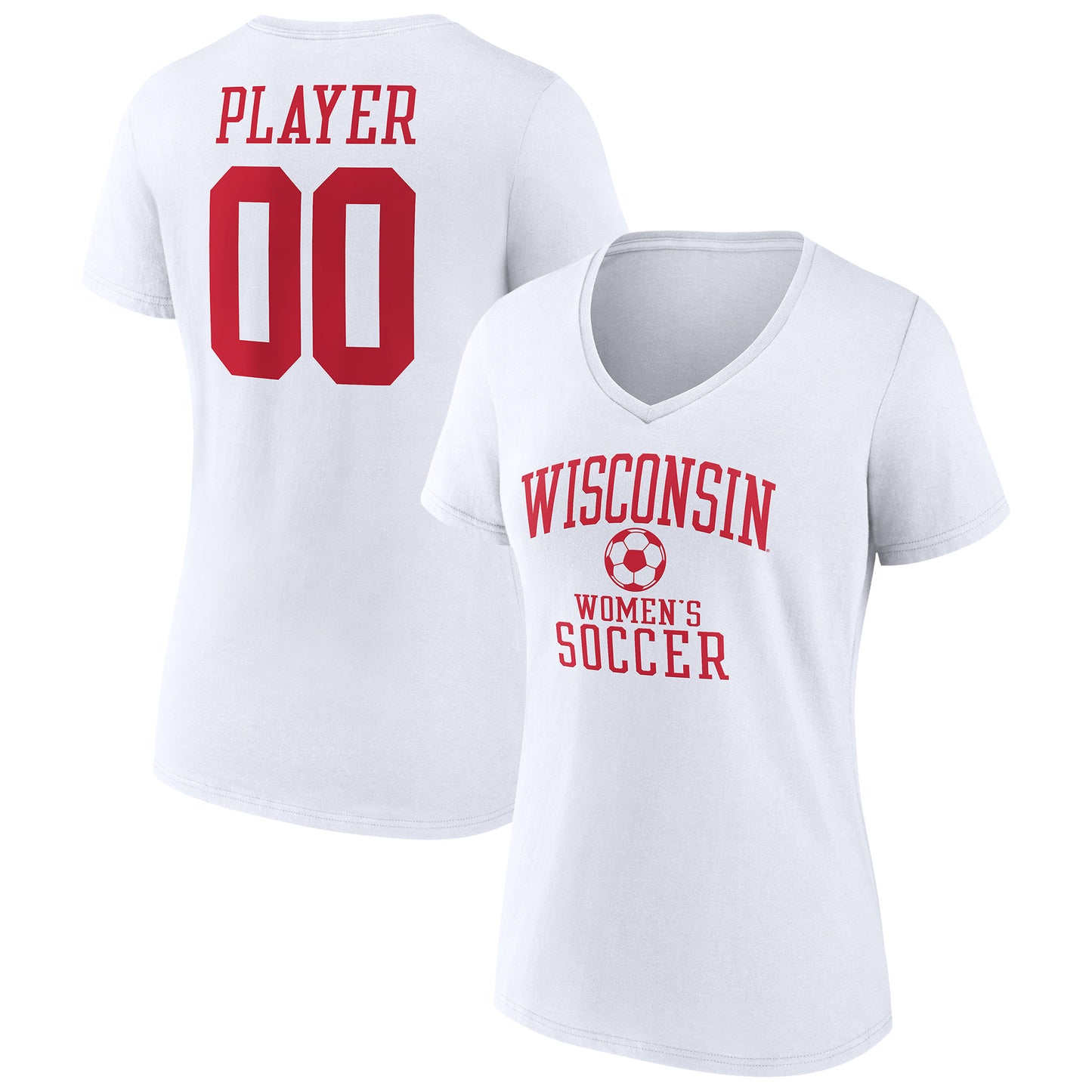 Women's  White Wisconsin Badgers Women's Soccer Pick-A-Player NIL Gameday Tradition V-Neck T-Shirt