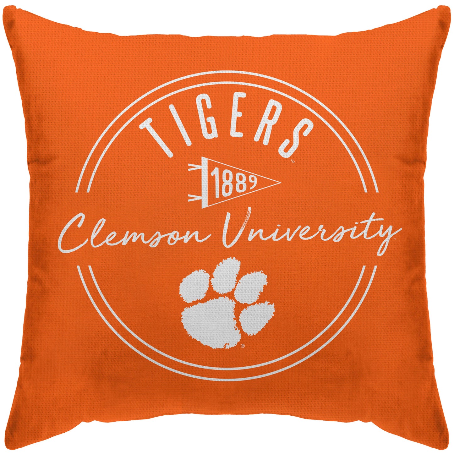 Clemson Tigers 18'' x 18'' Script Circle Duck Cloth Décor Pillow Cover