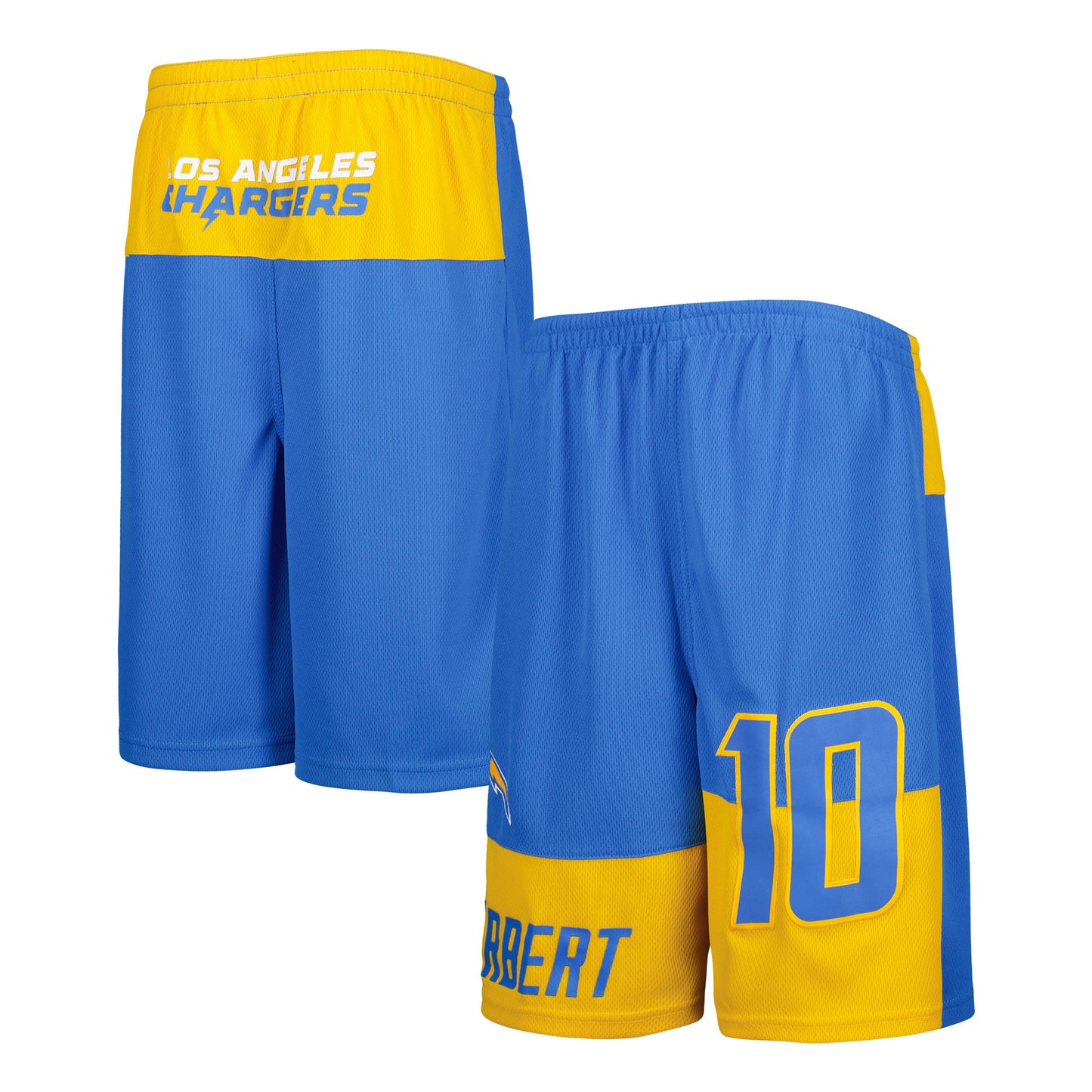 Youth Justin Herbert Powder Blue Los Angeles Chargers Player Name & Number Shorts