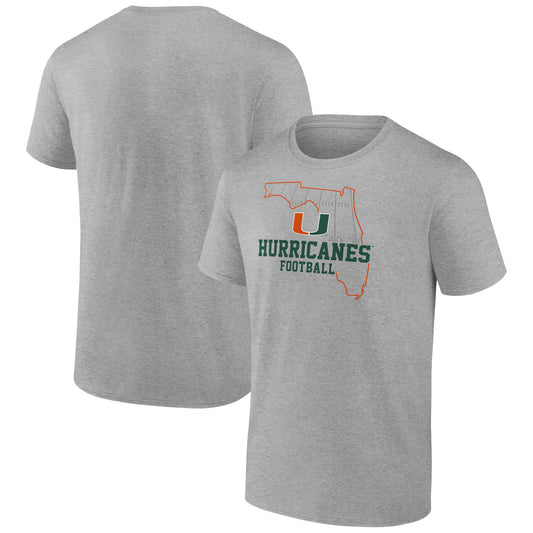 Men's Heather Gray Miami Hurricanes State Field T-Shirt