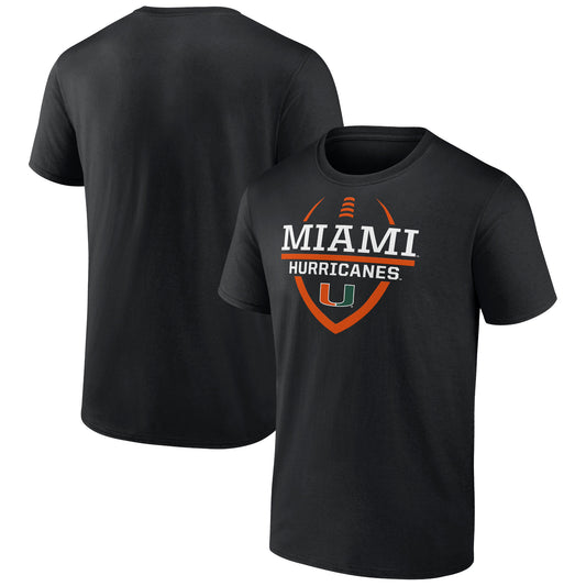 Men's Black Miami Hurricanes Football Fan T-Shirt