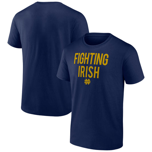 Men's Navy Notre Dame Fighting Irish Stack Slogan T-Shirt