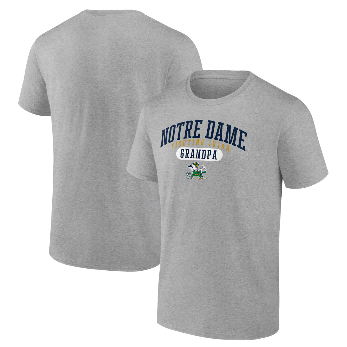 Men's Heather Gray Notre Dame Fighting Irish Alumni Grandpa T-Shirt