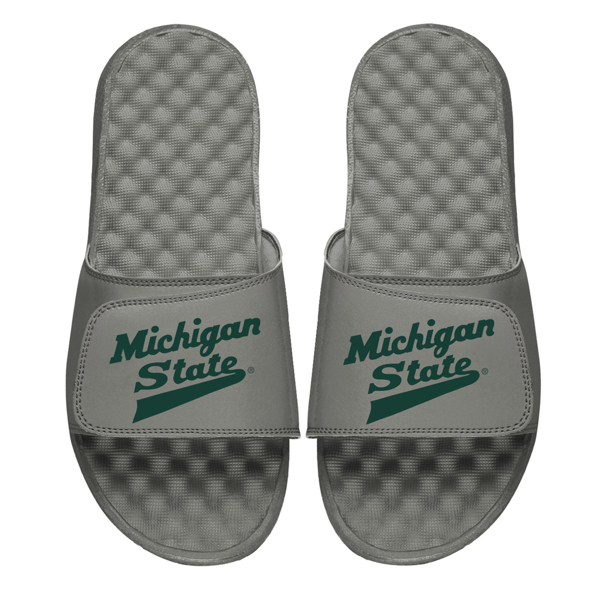Men's ISlide Gray Michigan State Spartans Alternate Logo Slide Sandals