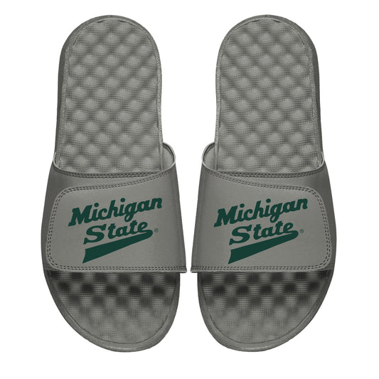 Men's ISlide Gray Michigan State Spartans Alternate Logo Slide Sandals