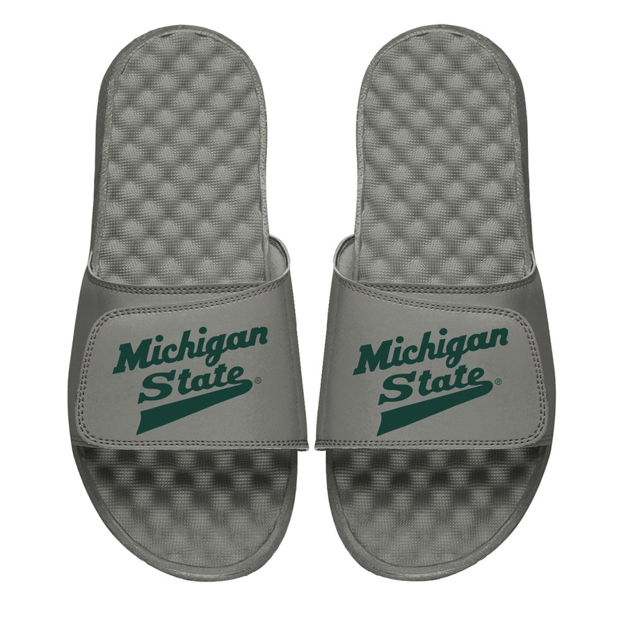Men's ISlide Gray Michigan State Spartans Alternate Logo Slide Sandals