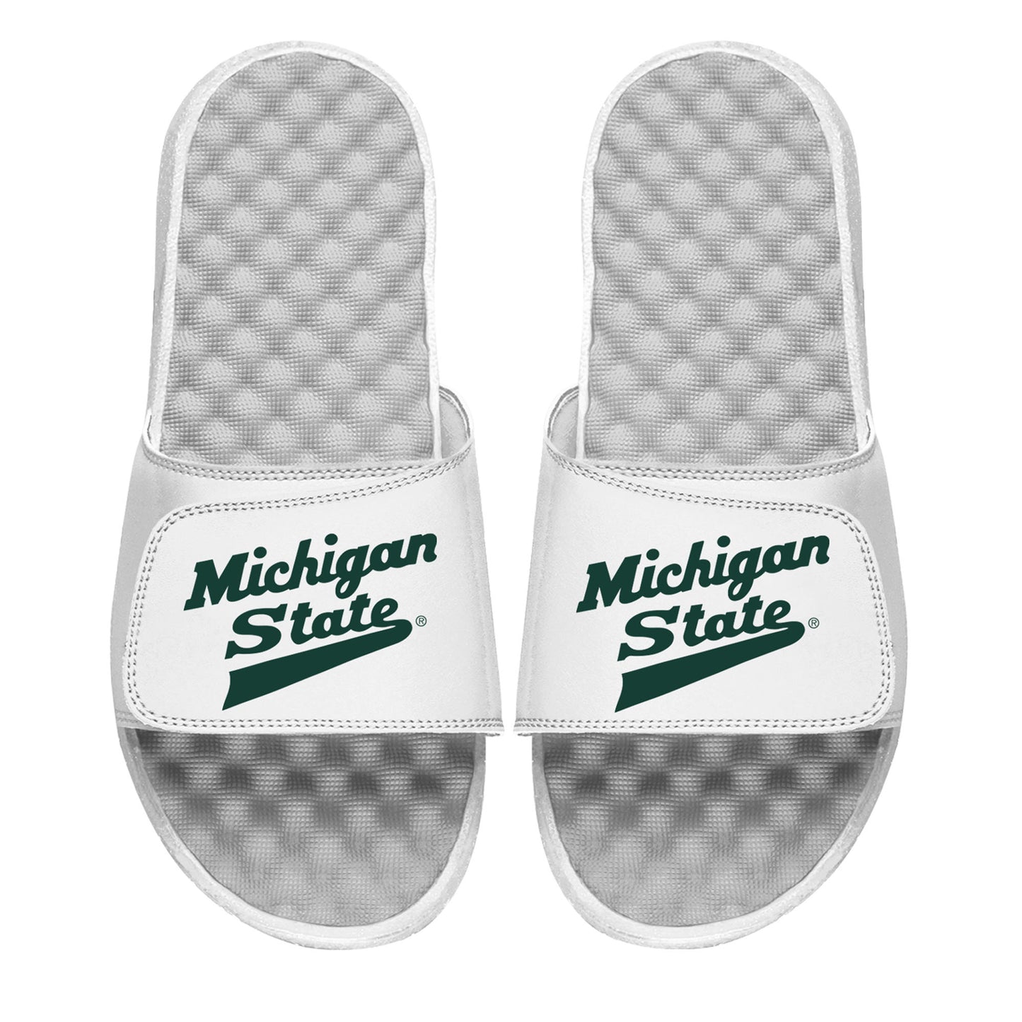 Men's ISlide White Michigan State Spartans Alternate Logo Slide Sandals