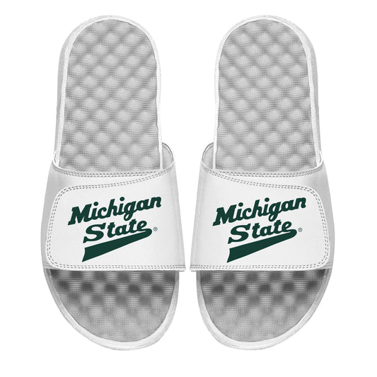 Men's ISlide White Michigan State Spartans Alternate Logo Slide Sandals