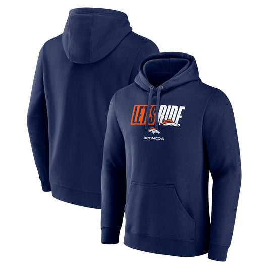 Men's Navy Denver Broncos Let's Ride Pullover Hoodie