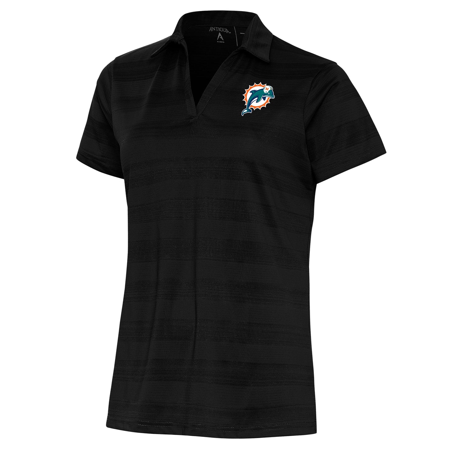 Women's Antigua Black Miami Dolphins Throwback Logo Compass Polo