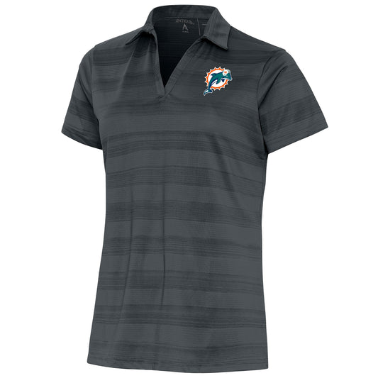 Women's Antigua Charcoal Miami Dolphins Throwback Logo Compass Polo