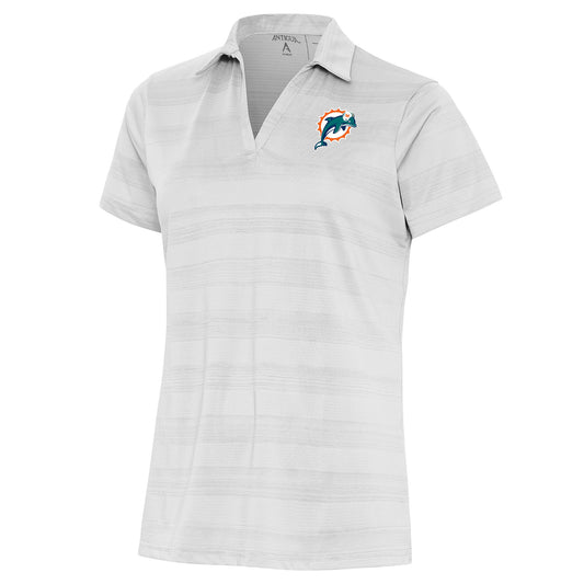 Women's Antigua White Miami Dolphins Throwback Logo Compass Polo