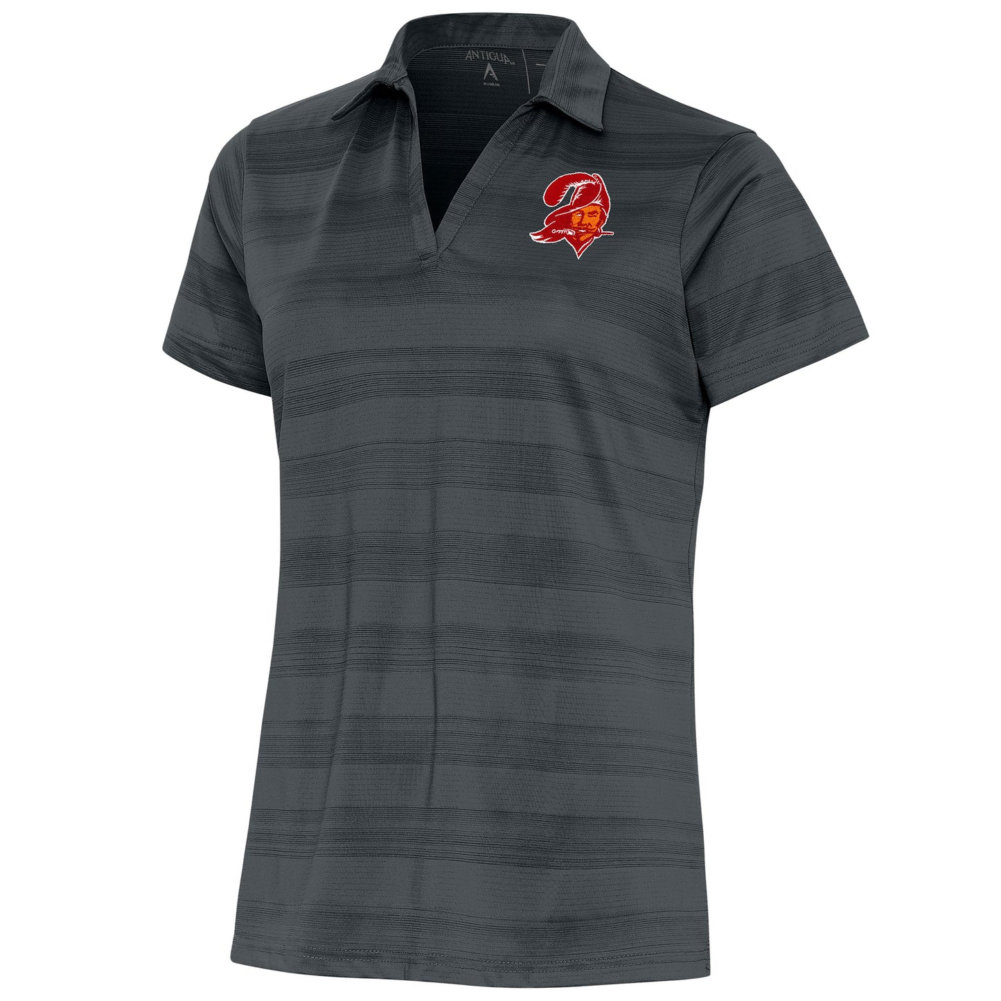 Women's Antigua Charcoal Tampa Bay Buccaneers Throwback Logo Compass Polo