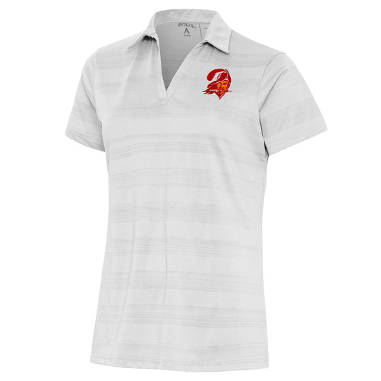 Women's Antigua White Tampa Bay Buccaneers Throwback Logo Compass Polo