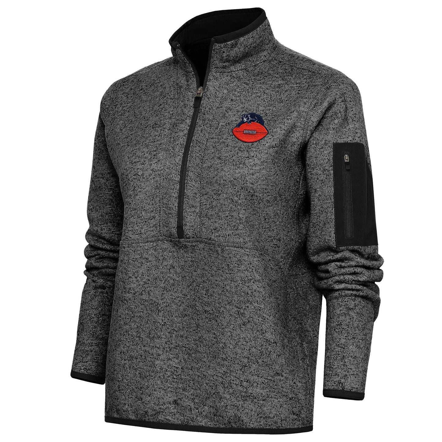 Women's Antigua Heather Black Chicago Bears Throwback Logo Fortune Half-Zip Pullover Jacket