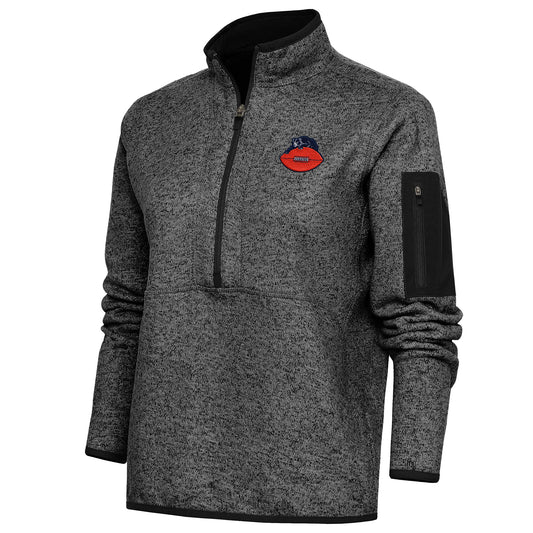 Women's Antigua Heather Black Chicago Bears Throwback Logo Fortune Half-Zip Pullover Jacket