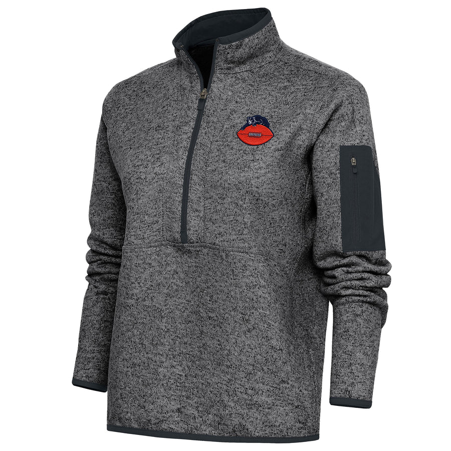 Women's Antigua Heather Charcoal Chicago Bears Throwback Logo Fortune Half-Zip Pullover Jacket