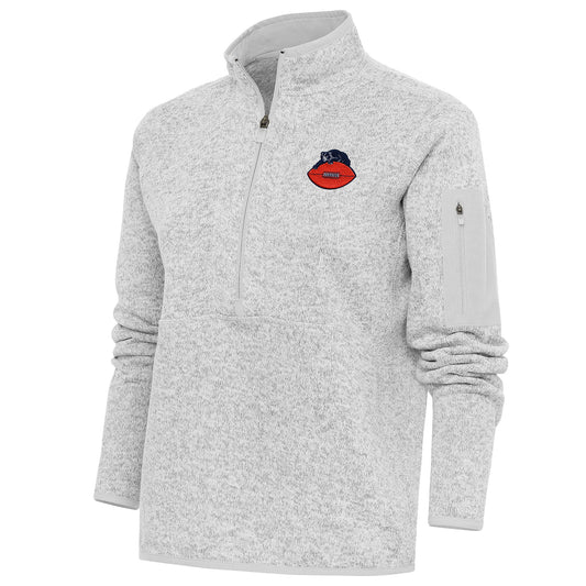 Women's Antigua Heather Gray Chicago Bears Throwback Logo Fortune Half-Zip Pullover Jacket