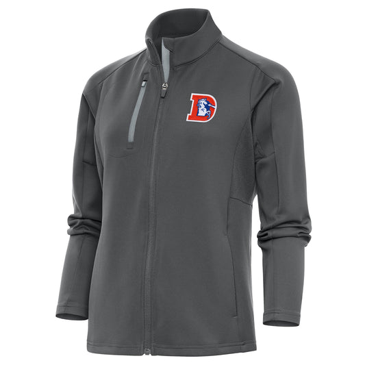 Women's Antigua Charcoal Denver Broncos Throwback Logo Generation Full-Zip Jacket