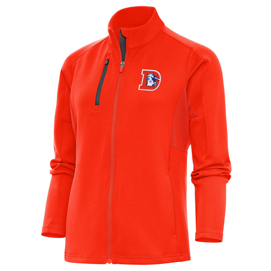 Women's Antigua Orange Denver Broncos Throwback Logo Generation Full-Zip Jacket