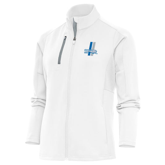 Women's Antigua White Detroit Lions Throwback Logo Generation Full-Zip Jacket