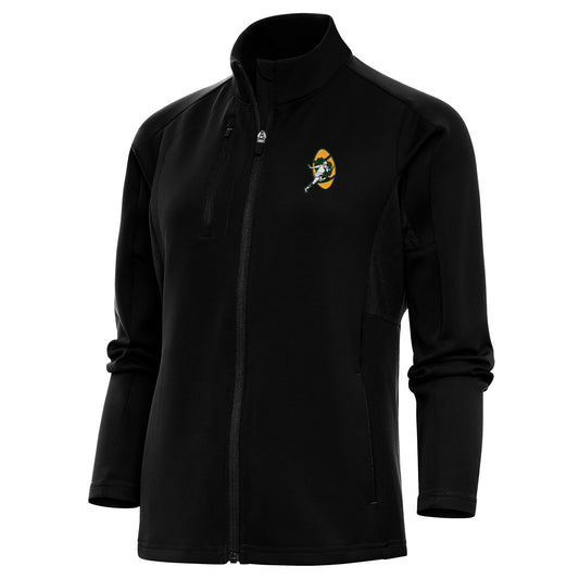 Women's Antigua Black Green Bay Packers Throwback Logo Generation Full-Zip Jacket