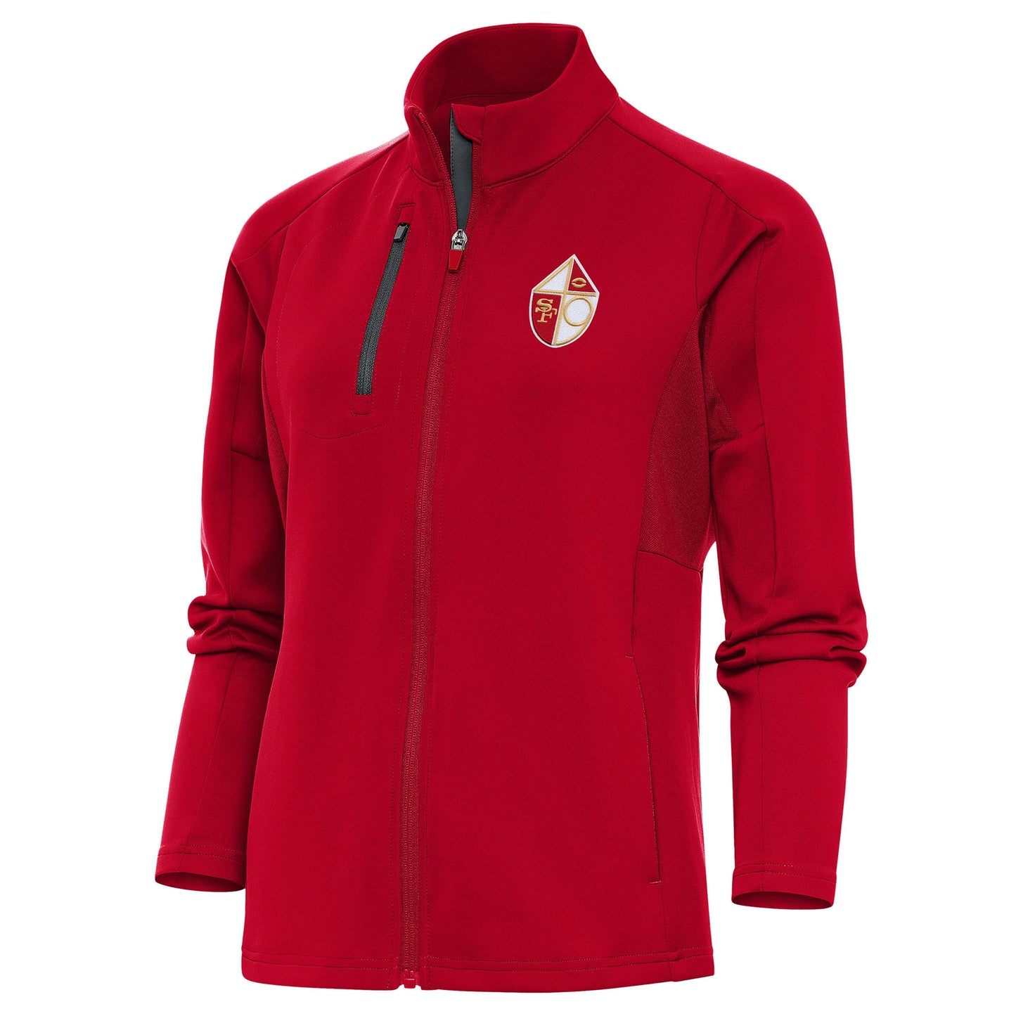 Women's Antigua Scarlet San Francisco 49ers Throwback Logo Generation Full-Zip Jacket