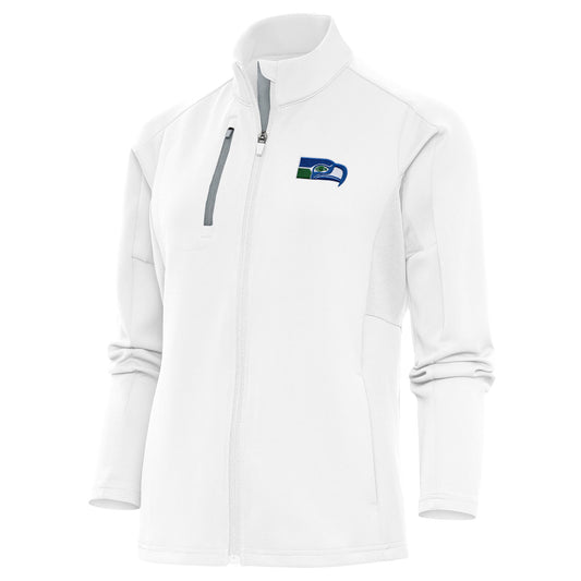 Women's Antigua White Seattle Seahawks Throwback Logo Generation Full-Zip Jacket